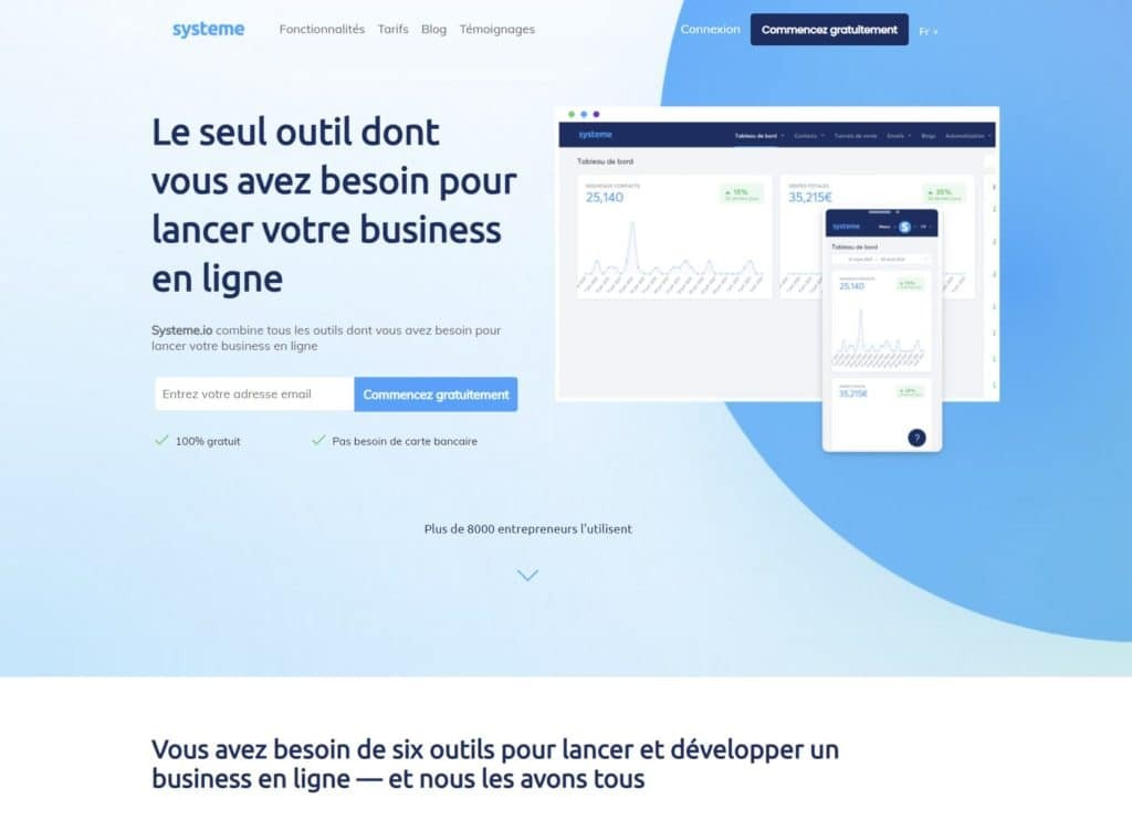 Dashboard Systeme.io
